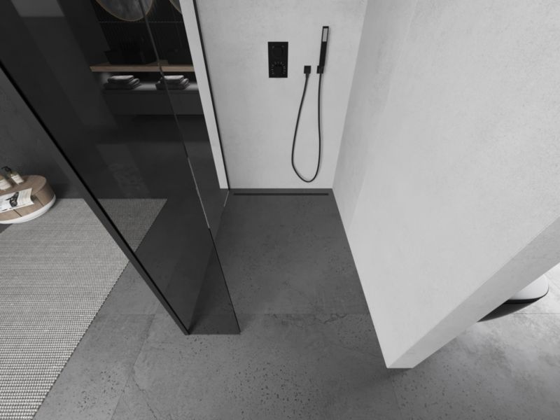 Ścianka prysznicowa Mexen Kioto czarna transparent 150x40 2 szt.