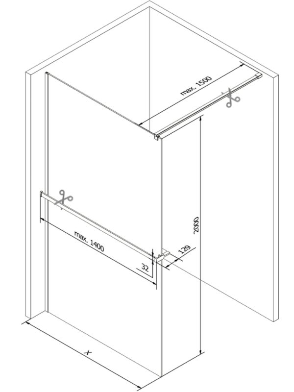 Ścianka prysznicowa Mexen Kioto+ czarny wzór 100x200 cm  800-100-121-20-70 1 szt.