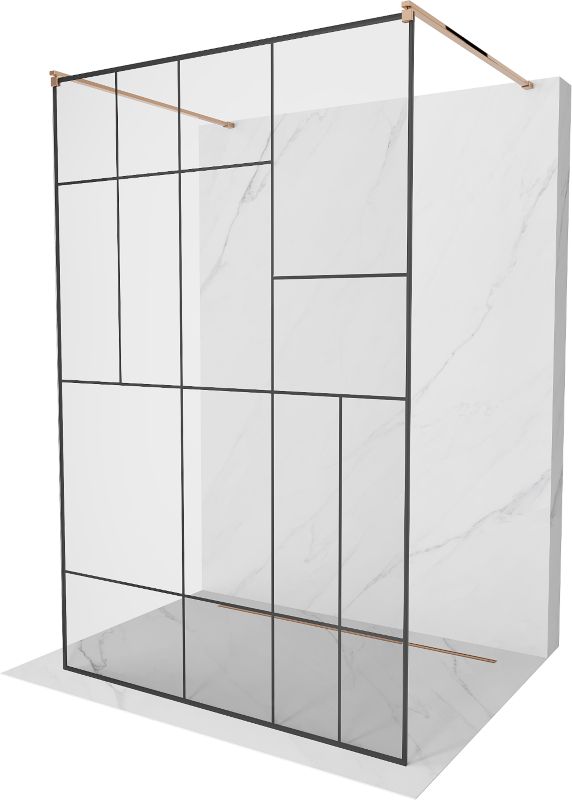 Ścianka prysznicowa Mexen Kioto czarny wzór 110 x 200 cm  800-110-002-60-78 1 szt.