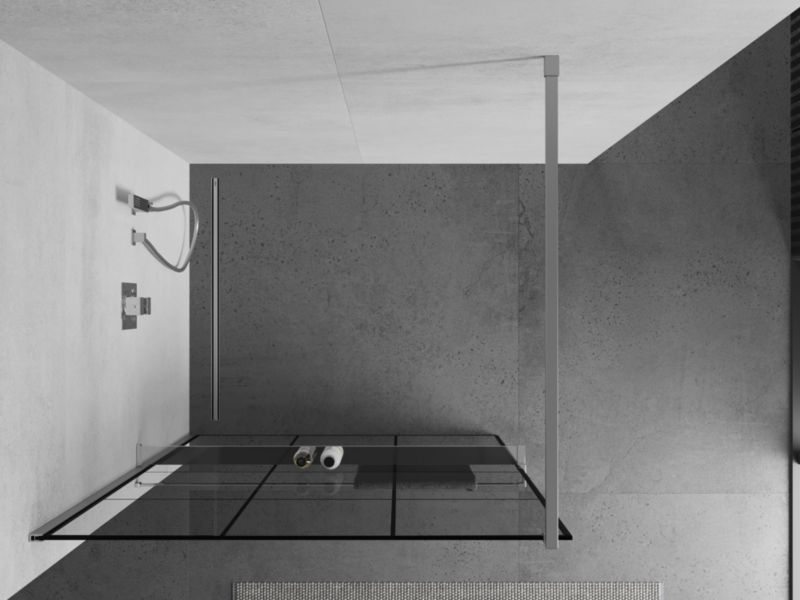 Ścianka prysznicowa Mexen Kioto+ czarny wzór 110x200 cm  800-110-121-01-77 1 szt.
