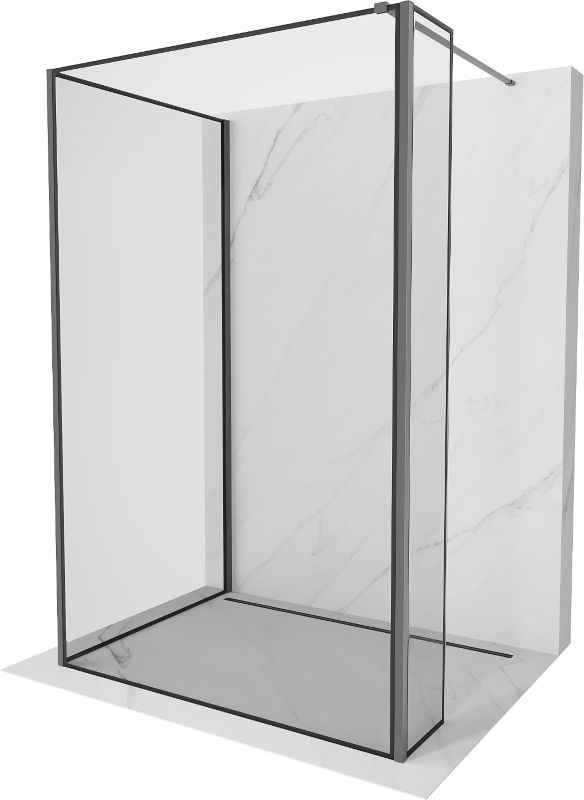 Ścianka prysznicowa Mexen Kioto czarny wzór 120 x 80 x 30 cm 3 szt.