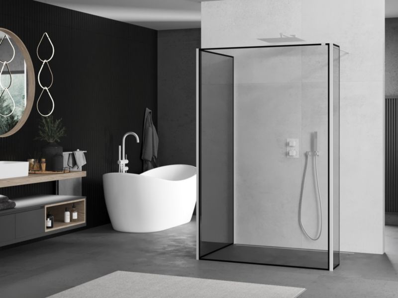 Ścianka prysznicowa Mexen Kioto czarny wzór 130x110x30 1 szt.