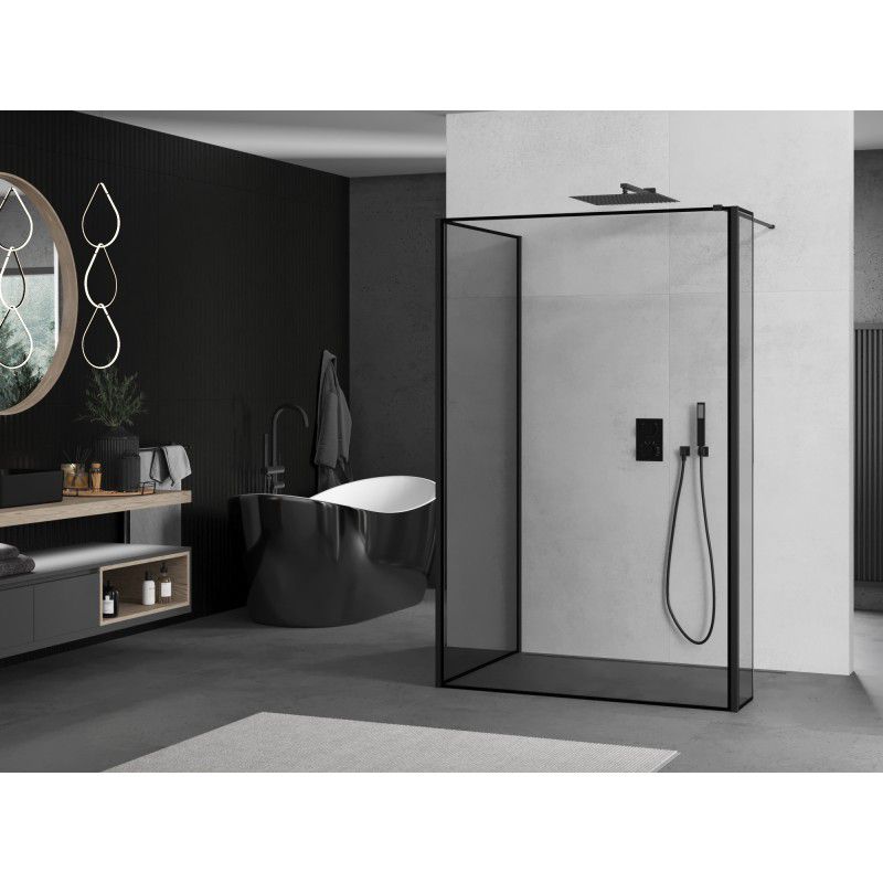 Ścianka prysznicowa Mexen Kioto czarny wzór 140x80x30 3 szt.