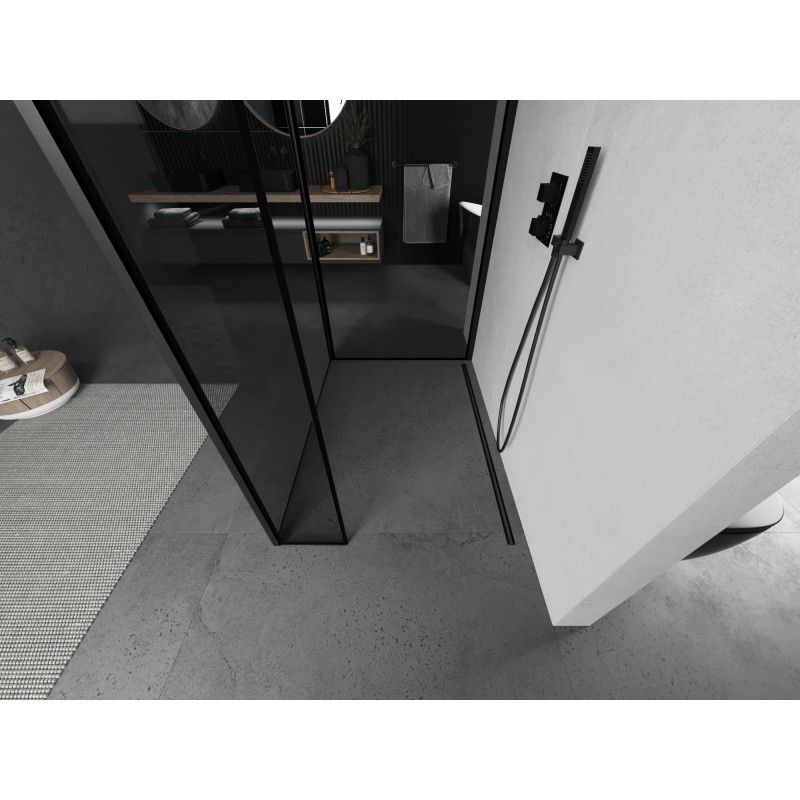 Ścianka prysznicowa Mexen Kioto czarny wzór 140x80x30 3 szt.