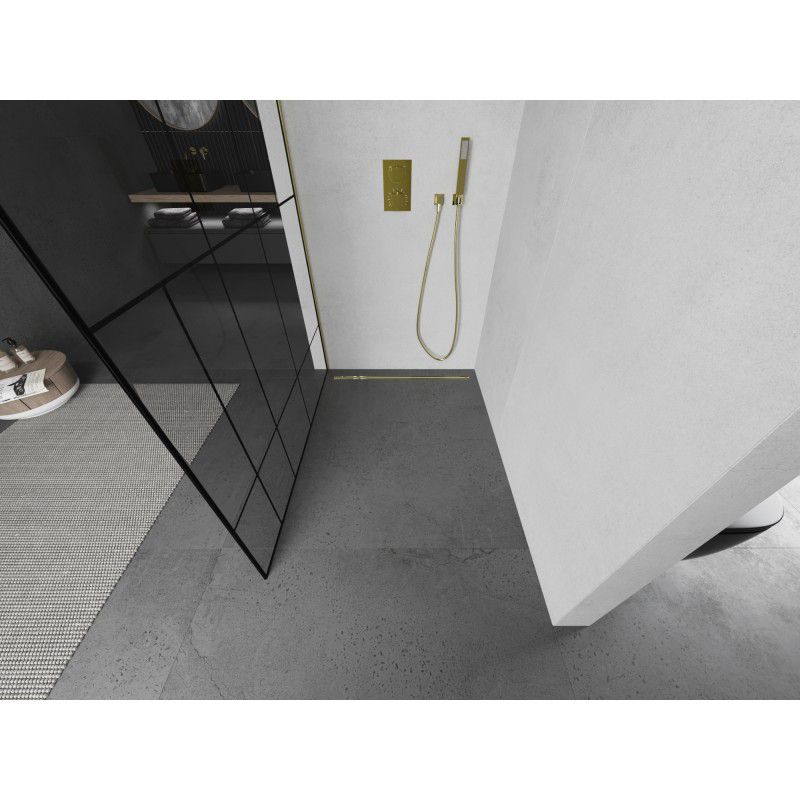 Ścianka prysznicowa Mexen Kioto czarny wzór 70x200 cm  800-070-103-50-78 1 szt.