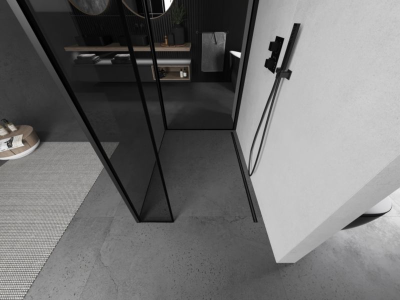 Ścianka prysznicowa Mexen Kioto czarny wzór 90x90x30 3 szt.