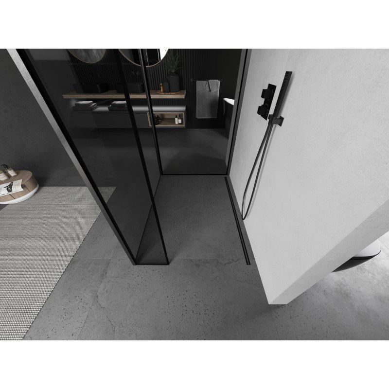 Ścianka prysznicowa Mexen Kioto czarny wzór gun gray 90x90x40 1 szt.