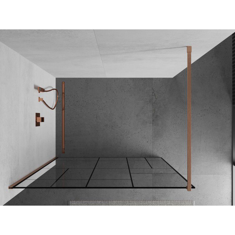 Ścianka prysznicowa Mexen Kioto czarny wzór miedź szczotkowana 100x200cm 1 szt.