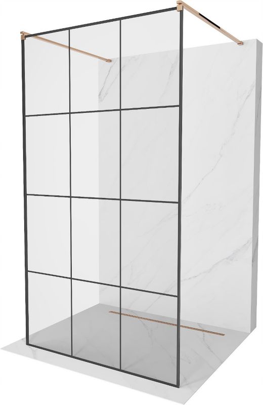 Ścianka prysznicowa Mexen Kioto czarny wzór różowe złoto 100x200 cm 1 szt.