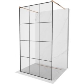 Ścianka prysznicowa Mexen Kioto czarny wzór różowe złoto 100x200 cm 1 szt.