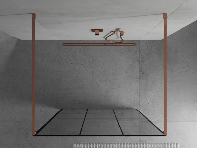 Ścianka prysznicowa Mexen Kioto czarny wzór różowe złoto 100x200 cm 1 szt.