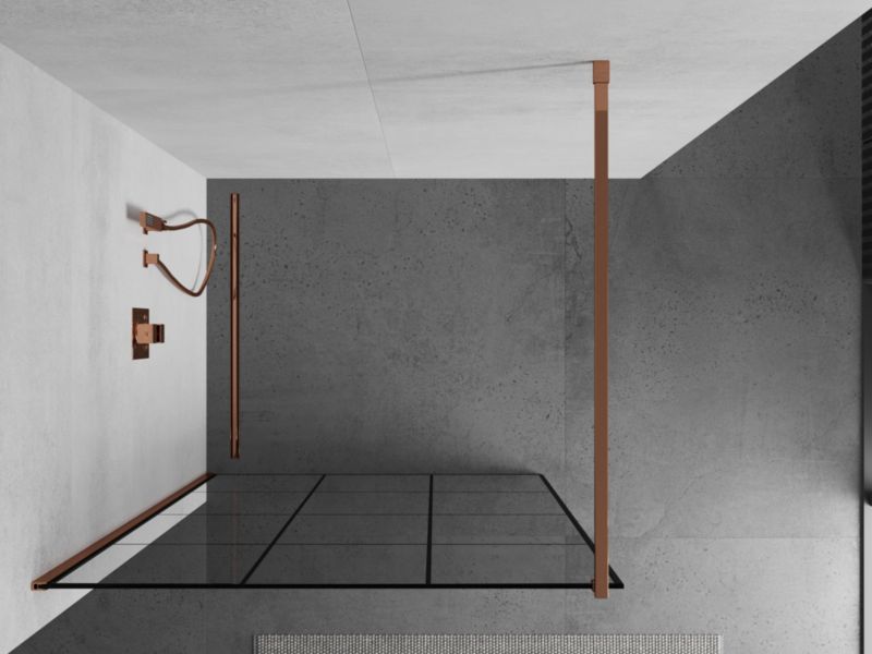 Ścianka prysznicowa Mexen Kioto czarny wzór różowe złoto 110 x 200 cm 800-110-101-60-77 1 szt.