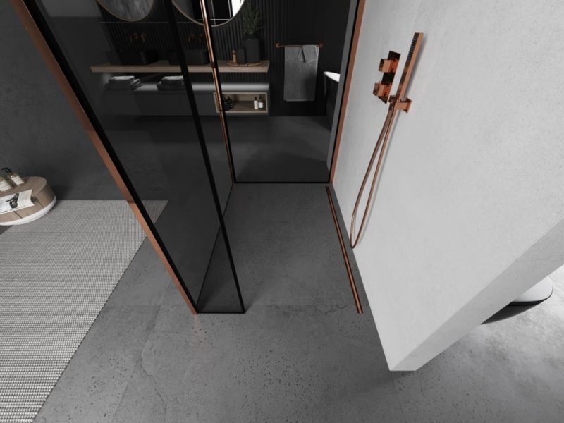 Ścianka prysznicowa Mexen Kioto czarny wzór różowe złoto 130 x 90 x 30 cm 800-130-090-221-60-70-030 1 szt.