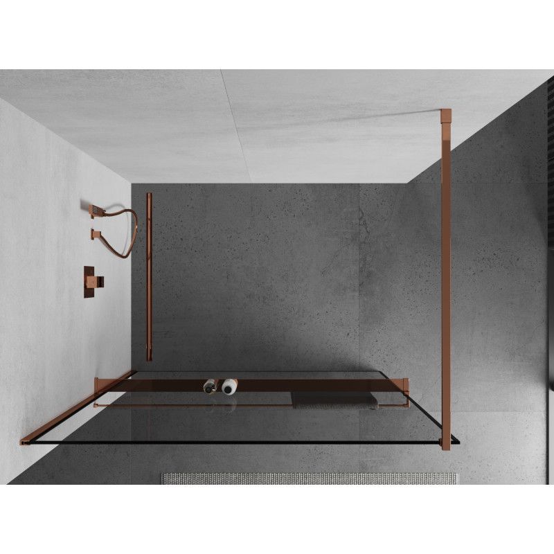 Ścianka prysznicowa Mexen Kioto+ czarny wzór różowe złoto 130x200 cm 1 szt.