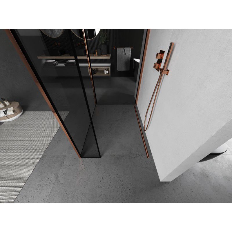 Ścianka prysznicowa Mexen Kioto czarny wzór różowe złoto 130x90x40 cm 800-130-090-221-60-70-040 1 szt.