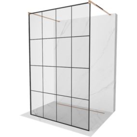 Ścianka prysznicowa Mexen Kioto czarny wzór różowe złoto 140 x 200 cm 1 szt.