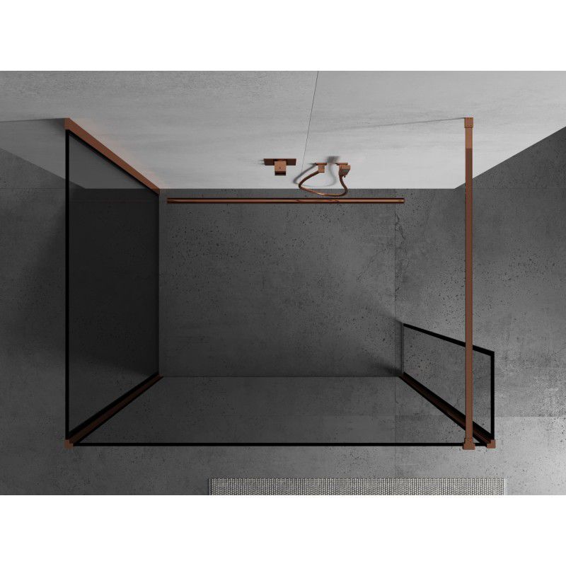 Ścianka prysznicowa Mexen Kioto czarny wzór, różowe złoto 140x110x30 cm 1 szt.