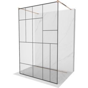 Ścianka prysznicowa Mexen Kioto czarny wzór/różowe złoto 140x200 cm 1 szt.