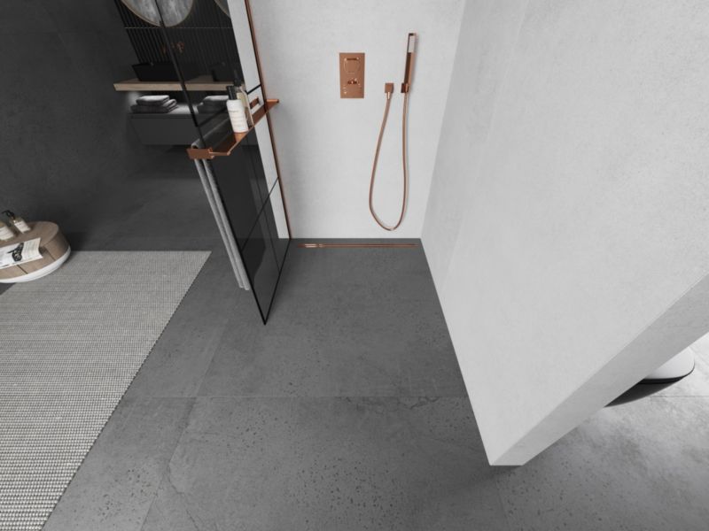 Ścianka prysznicowa Mexen Kioto+ czarny wzór/ różowe złoto 70x200 cm 800-070-123-60-77 1 szt.