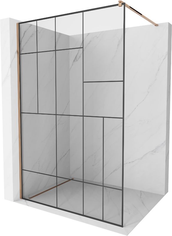 Ścianka prysznicowa Mexen Kioto czarny wzór/ różowe złoto 80 x 200 cm 1 szt.