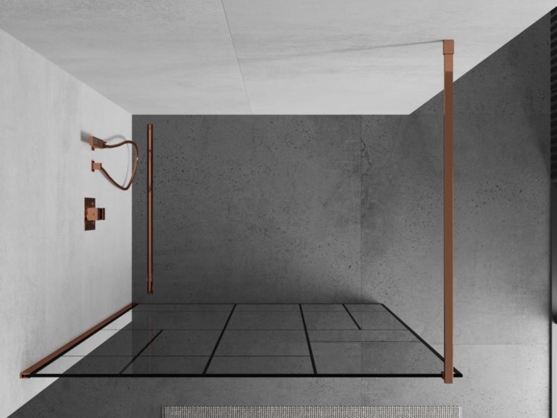Ścianka prysznicowa Mexen Kioto czarny wzór/ różowe złoto 80 x 200 cm 1 szt.