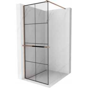 Ścianka prysznicowa Mexen Kioto+ czarny wzór różowe złoto 80x200 cm 1 szt.