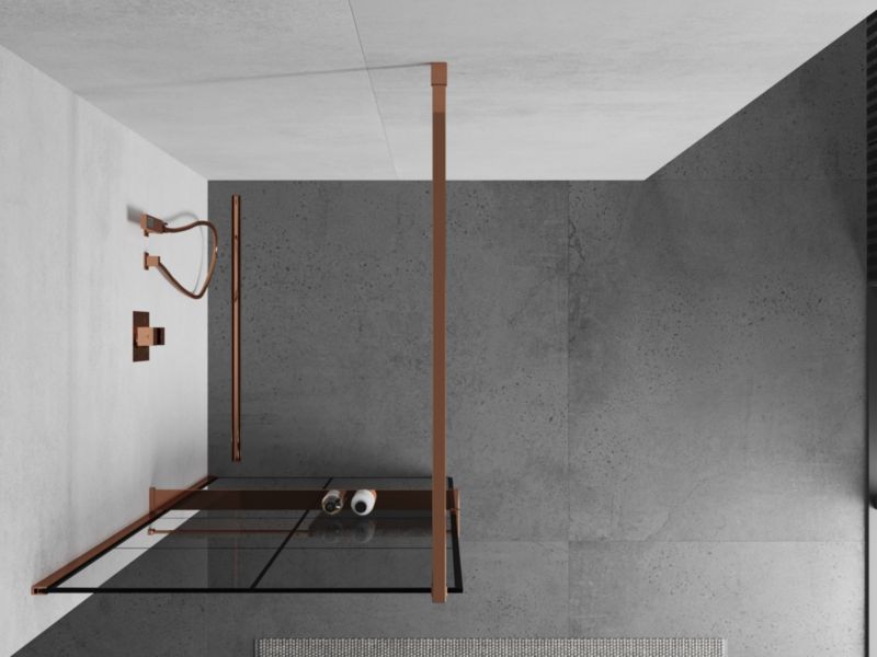 Ścianka prysznicowa Mexen Kioto+ czarny wzór różowe złoto 80x200 cm 1 szt.