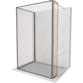 Ścianka prysznicowa Mexen Kioto czarny wzór/różowe złoto 90x80x30 cm 1 szt.