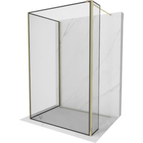 Ścianka prysznicowa Mexen Kioto czarny wzór złota 100x80x40 1 szt.