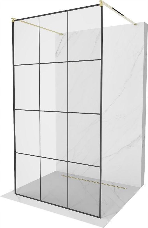 Ścianka prysznicowa Mexen Kioto czarny wzór-złota 120 x 200 cm 1 szt.