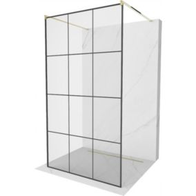 Ścianka prysznicowa Mexen Kioto czarny wzór-złota 120 x 200 cm 800-120-002-50-77 1 szt.