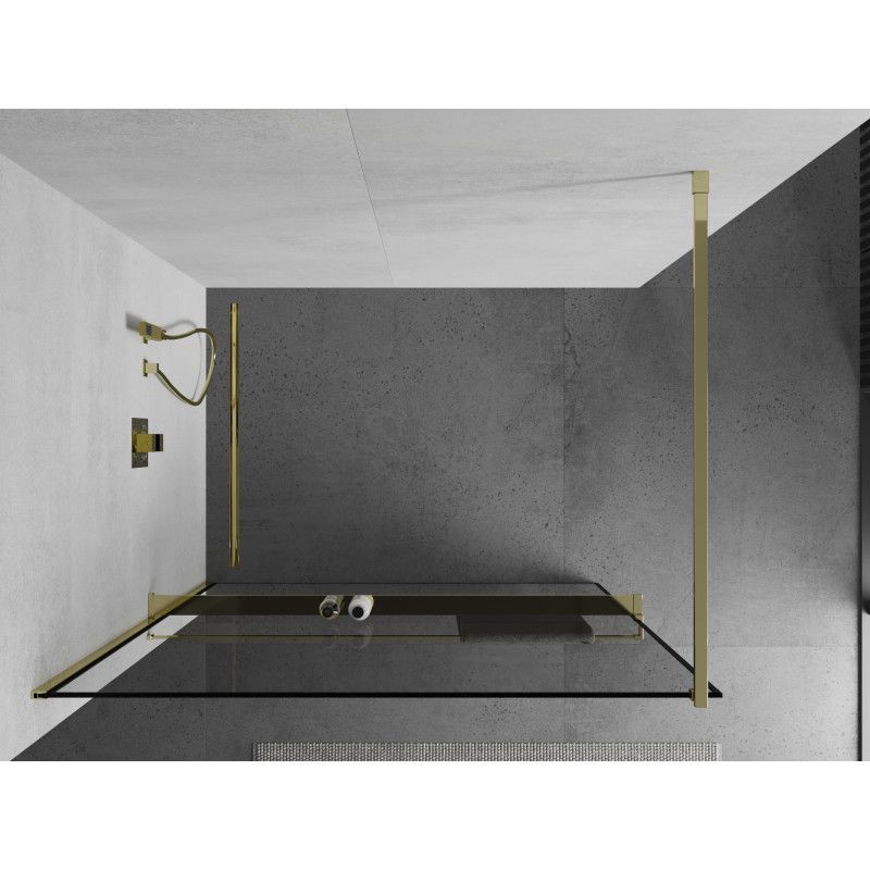 Ścianka prysznicowa Mexen Kioto+ czarny wzór złoty 110x200 cm 1 szt.