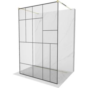 Ścianka prysznicowa Mexen Kioto czarny wzór/złoty 120x200 cm 1 szt.