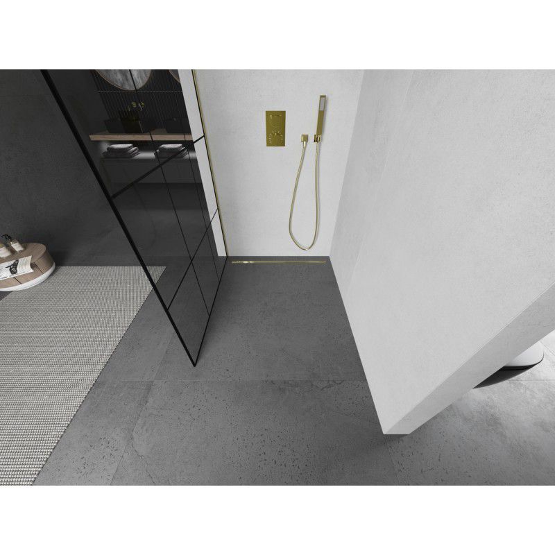 Ścianka prysznicowa Mexen Kioto czarny wzór/złoty 120x200 cm  800-120-103-50-77 1 szt.