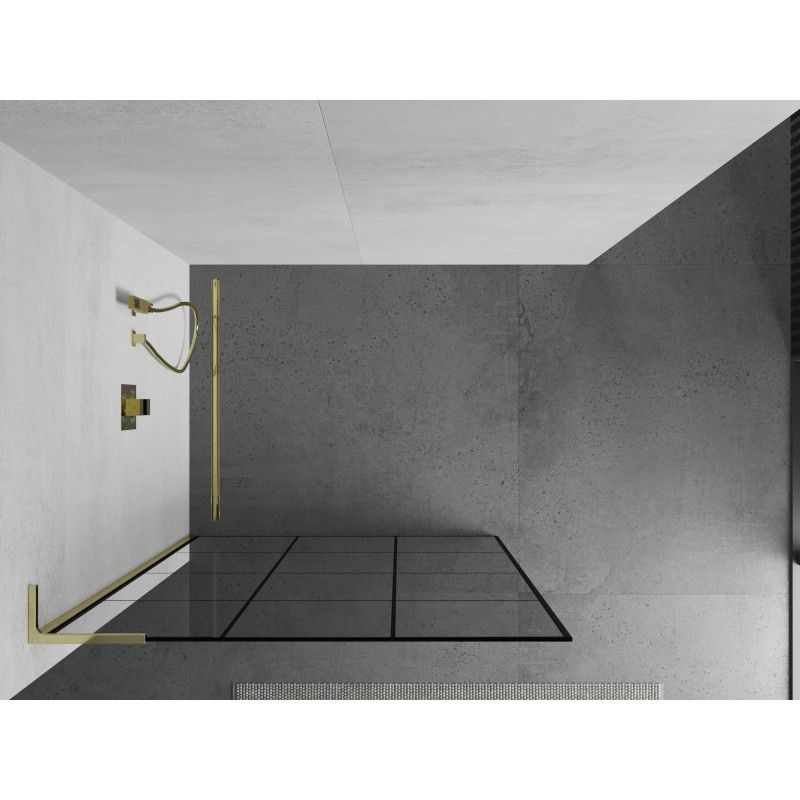 Ścianka prysznicowa Mexen Kioto czarny wzór/złoty 120x200 cm  800-120-103-50-77 1 szt.