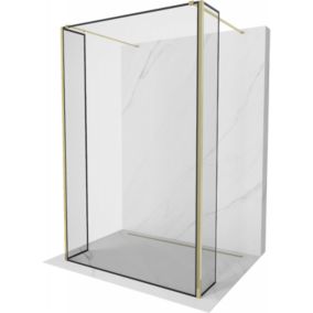 Ścianka prysznicowa Mexen Kioto czarny wzór/złoty 160x30 cm 3 szt.