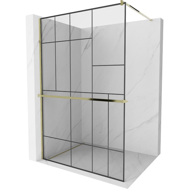 Ścianka prysznicowa Mexen Kioto+ czarny wzór/złoty 70x200 cm 1 szt.