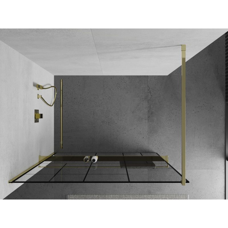 Ścianka prysznicowa Mexen Kioto+ czarny wzór/złoty 70x200 cm 1 szt.