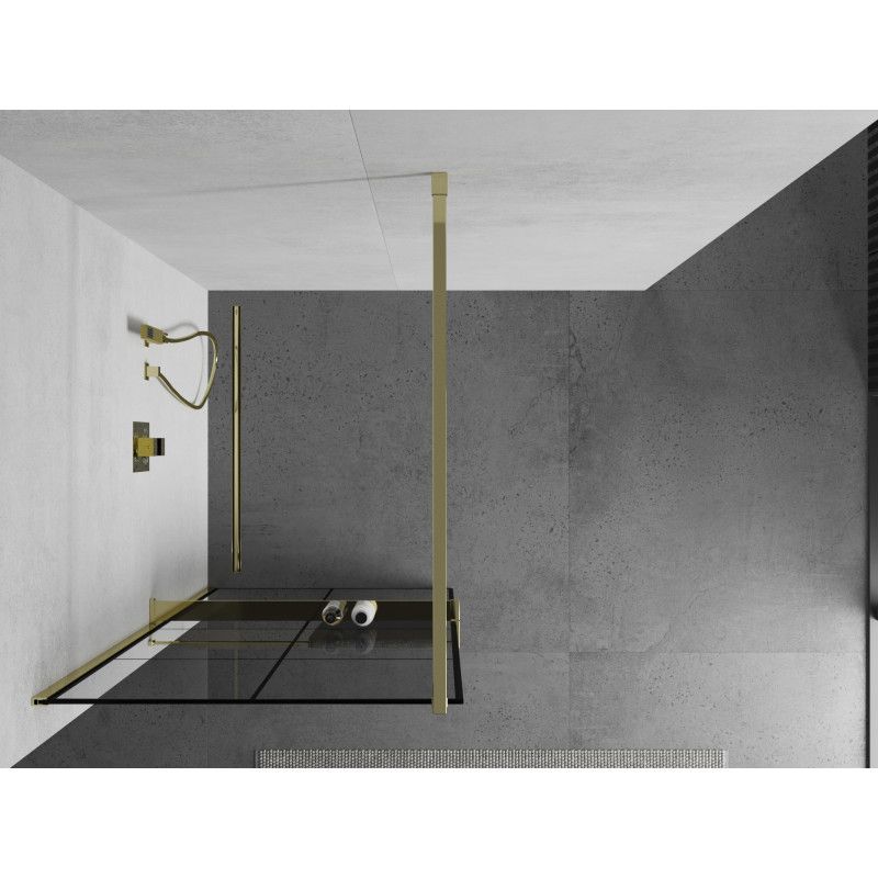 Ścianka prysznicowa Mexen Kioto+ czarny wzór złoty 80x200 cm 800-080-121-50-77 1 szt.