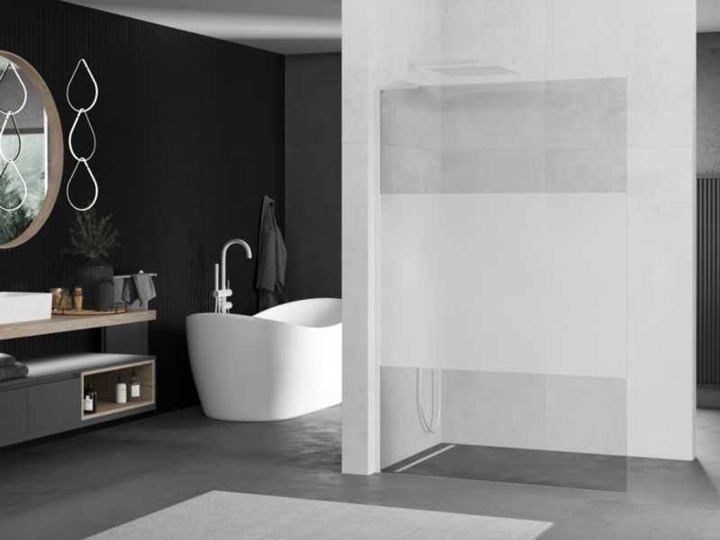 Ścianka prysznicowa Mexen Kioto L biała szron/transparent 80x200 cm 1 szt.