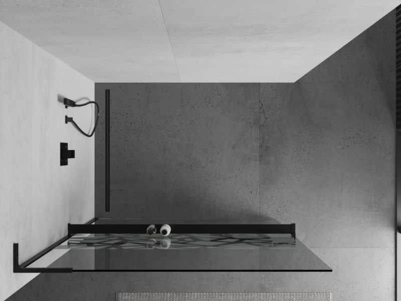 Ścianka prysznicowa Mexen Kioto+ L biały wzór/czarna 100 x 200 cm 1 szt.