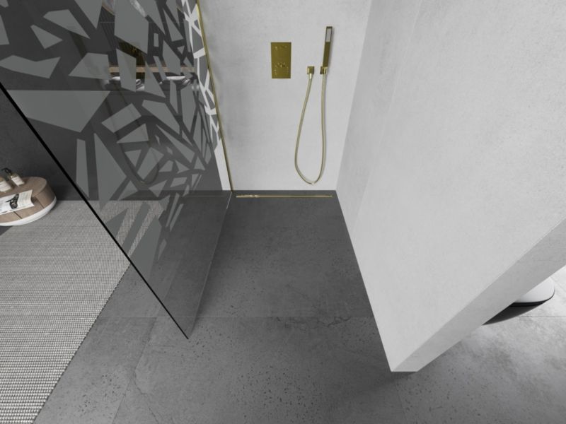 Ścianka prysznicowa Mexen Kioto L biały wzór złota 90x200 cm  800-090-103-50-85 1 szt.