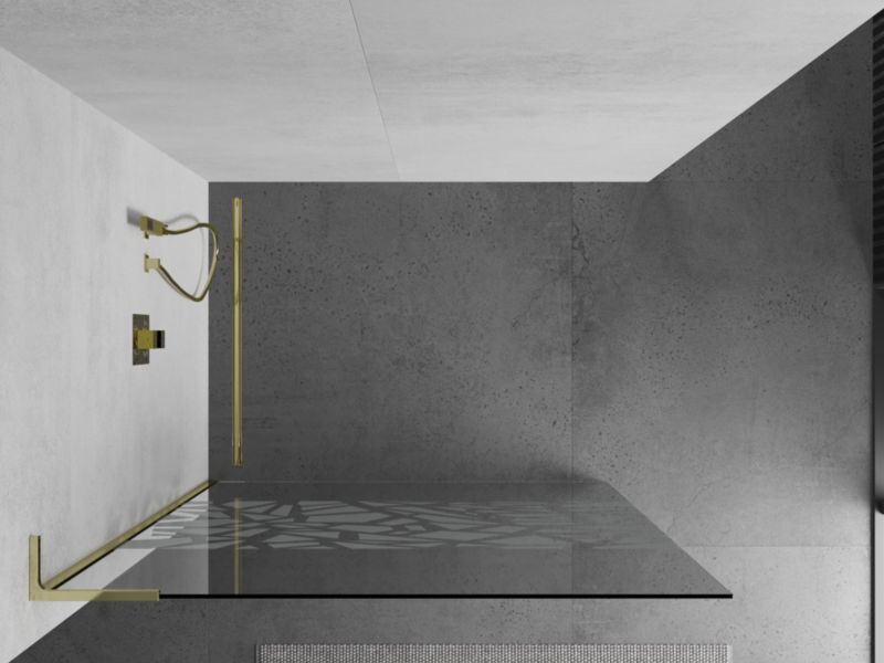 Ścianka prysznicowa Mexen Kioto L biały wzór złota 90x200 cm  800-090-103-50-85 1 szt.