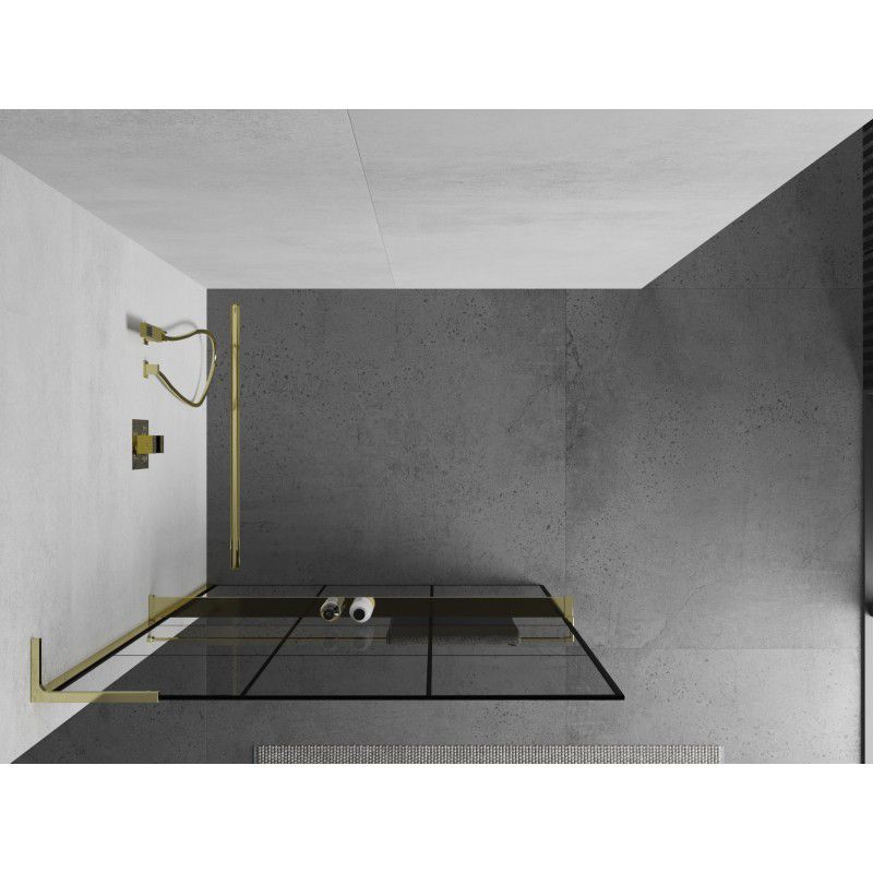Ścianka prysznicowa Mexen Kioto+ L czarny wzór 100x200 cm 1 szt.