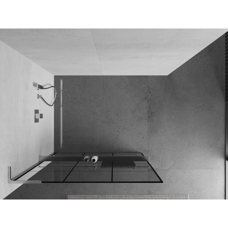 Ścianka prysznicowa Mexen Kioto+ L czarny wzór 120x200 cm 1 szt.
