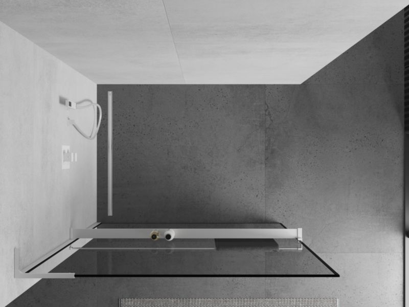 Ścianka prysznicowa Mexen Kioto+ L czarny wzór 70x200 cm  800-070-123-20-70 1 szt.