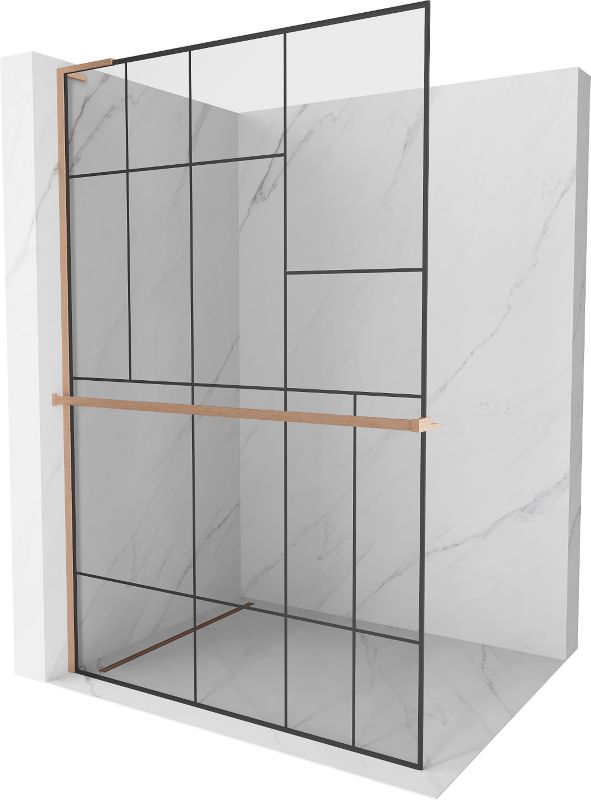Ścianka prysznicowa Mexen Kioto+ L czarny wzór 70x200 cm  800-070-123-65-781 szt.