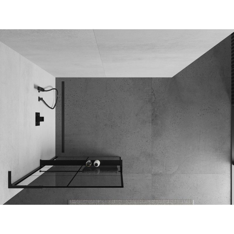 Ścianka prysznicowa Mexen Kioto+ L czarny wzór 80x200 cm  800-080-123-70-77 1 szt.
