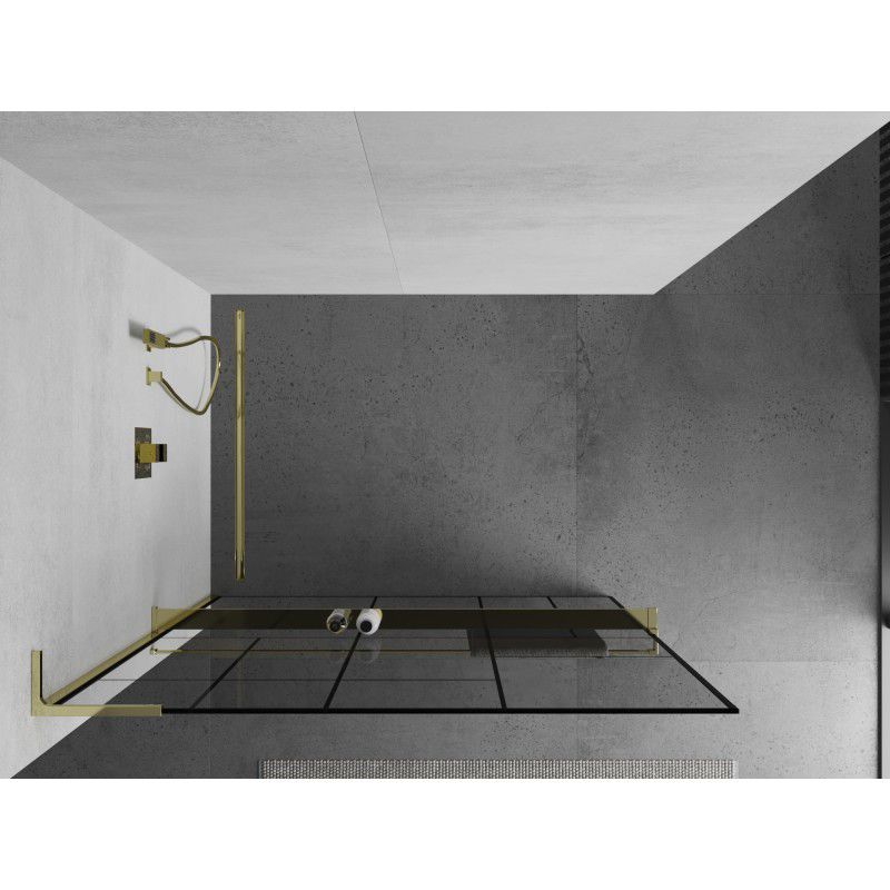 Ścianka prysznicowa Mexen Kioto+ L czarny wzór 90 x 200 cm  800-090-123-50-78 1 szt.