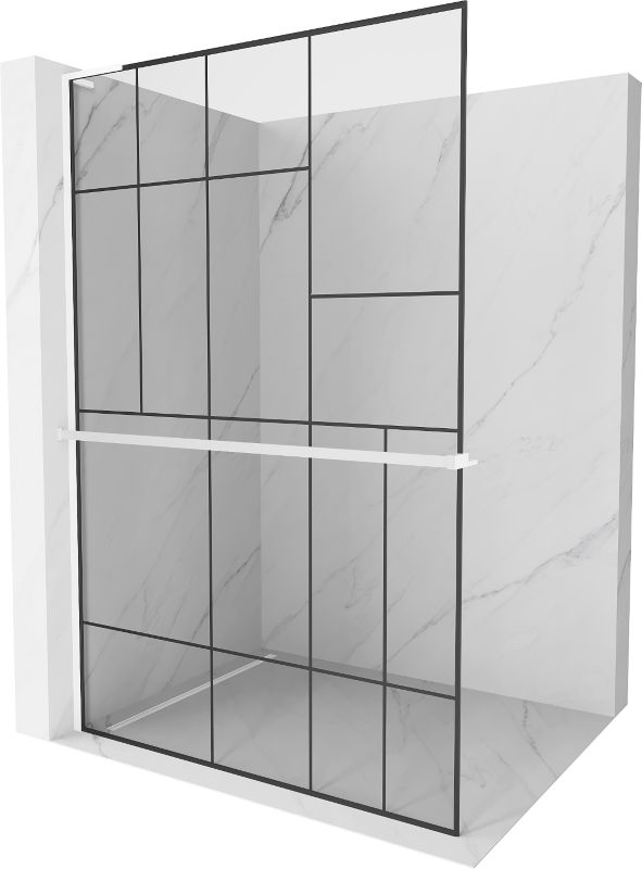 Ścianka prysznicowa Mexen Kioto+ L czarny wzór/biały 100x200 cm 1 szt.
